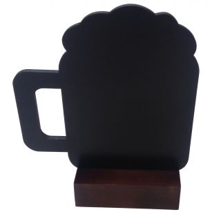 Caballete de mesa de pizarra con respaldo de cerveza