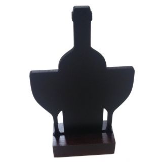 Caballete de mesa de pizarra con botellas