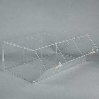 Expositor de alimentos de plexiglás 3 compartimentos.