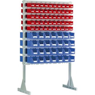 Estantería con 100 contenedores de 1 litro y 56 contenedores Systembox de 3 litros