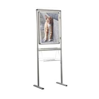 Porta carteles A1 sobre soporte INFOSION 2 con porta folletos A4