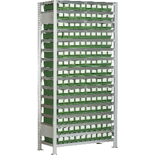 Estantería LB GR 3/150 con 150 contenedores LB 300 E en 16 estantes