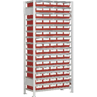 Estantería LB GR 3/75 con 75 contenedores LB 300 D en 16 estantes