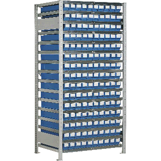 Estantería LB GR 5/150 con 150 contenedores LB 500 E en 16 estantes