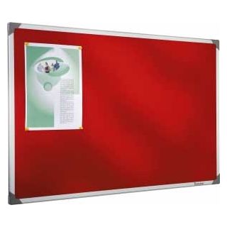 Tablero de fieltro rojo 60 x 90 cm con estructura de aluminio.