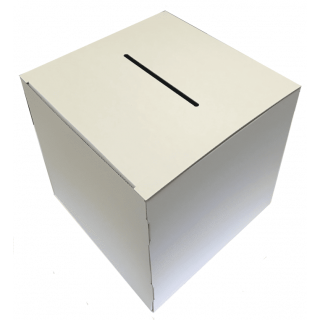 Urna vacía de cartón blanco 15 x 15 x 15 cm