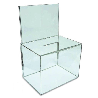 Urna de plexiglás CARRE210 con soporte visual A4